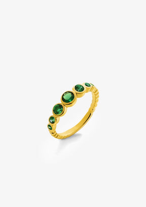 Anillo Baño Oro 18K con Circonitas Crystal Emerald