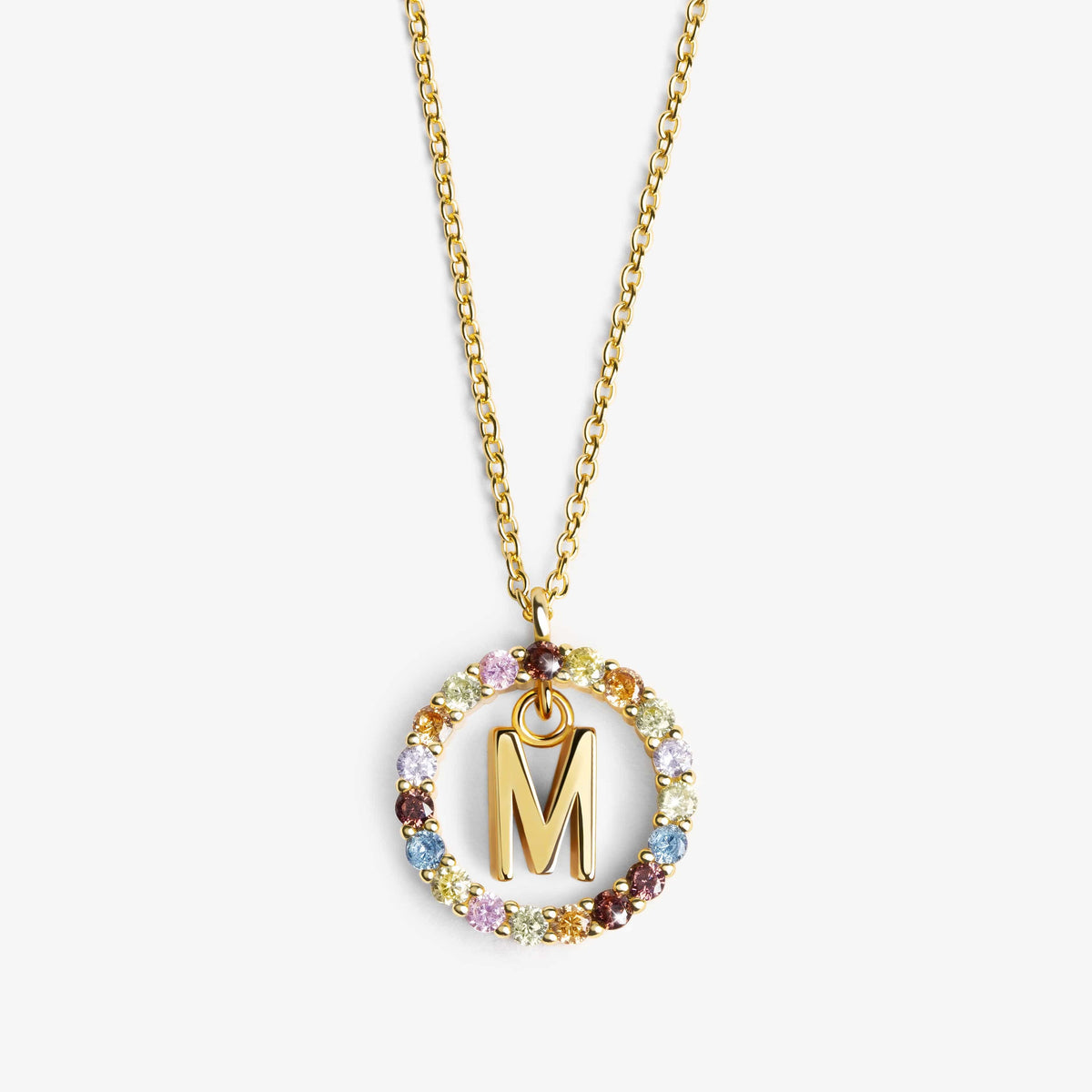 Gold m store initial necklace